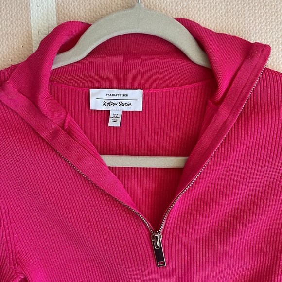 Half Zip Ribbed Knit Turtleneck - Picture 2 of 2